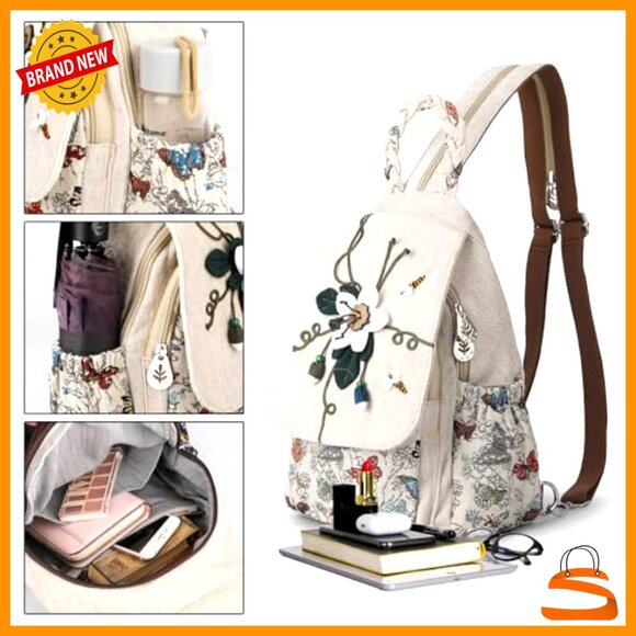 Canvas Convertible Sling Backpack, Adjustable Daypack for Travel & Outdoor main image 5